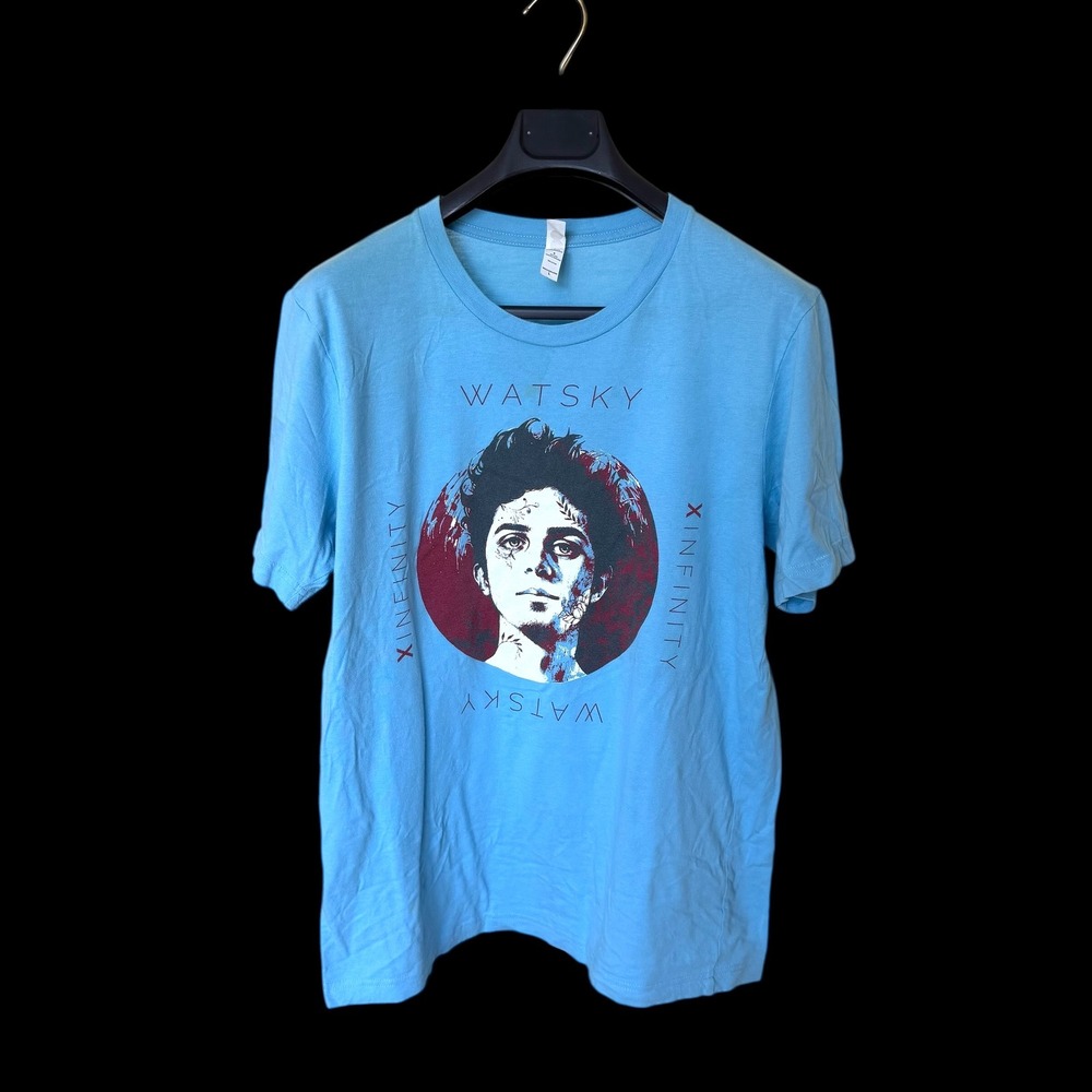 Watsky Infinity Tour Graphic T-Shirt Mens Large Blue Bella Canvas Hip Hop Tee